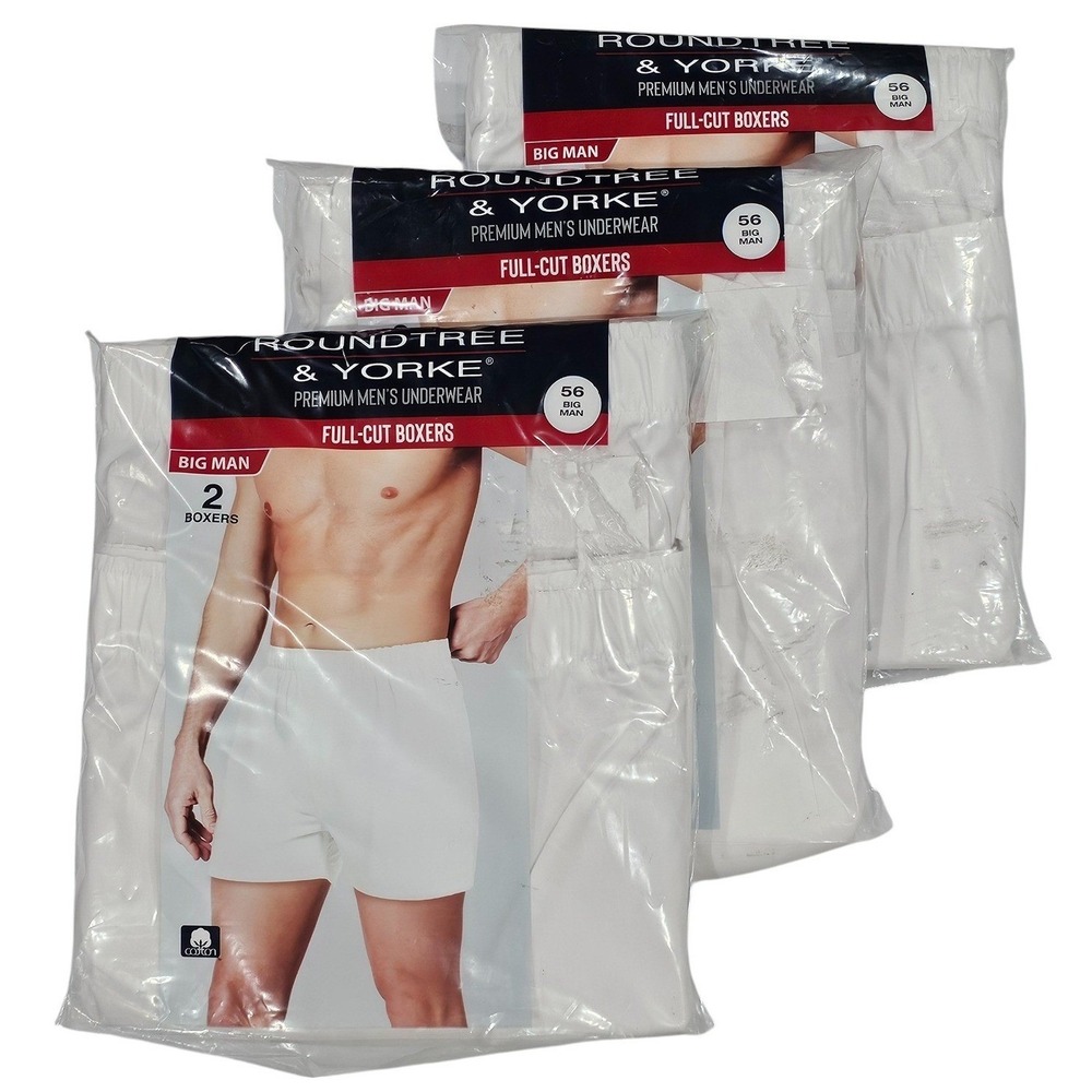 LOT of 3 Boxers Roundtree & Yorke Size 56 (6 Pairs) Full-Cut Big Man Underwear